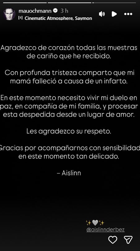 Mauricio Ochmann apoya a Aislinn Derbez tras la muerte de su madre