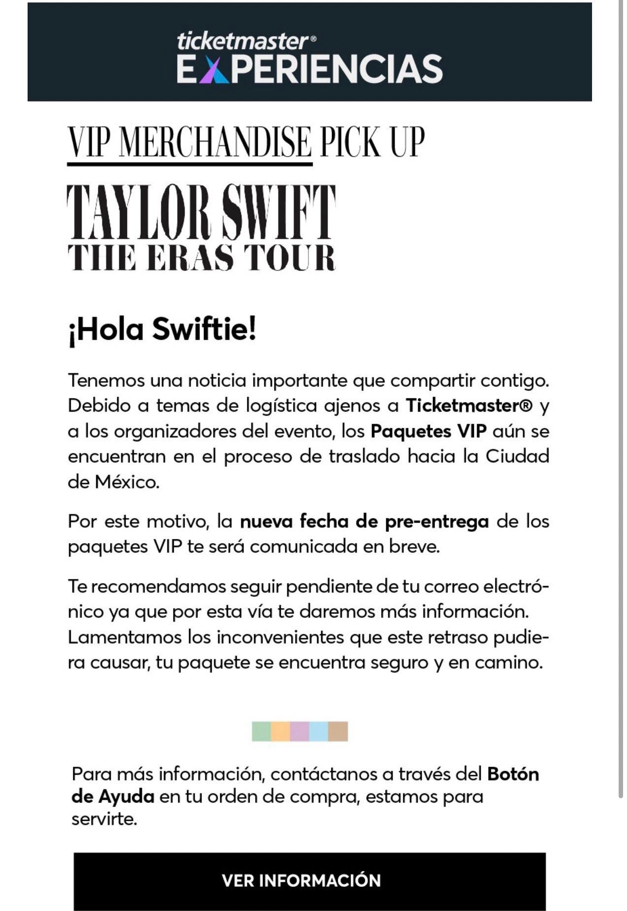 Reprograman las fechas para recoger el paquete VIP de Taylor Swift