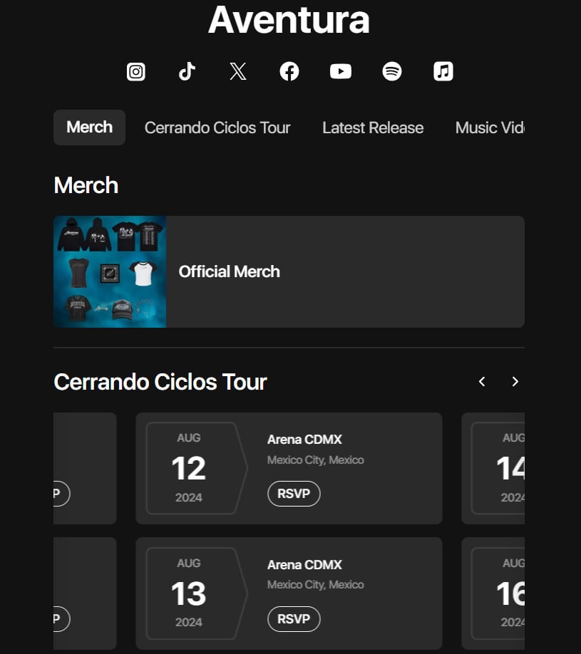 Conciertos de Aventura en CDMX