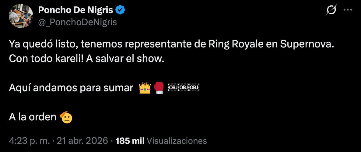 Poncho de Nigris asegura que Karely Ruiz peleará en Supernova: Génesis