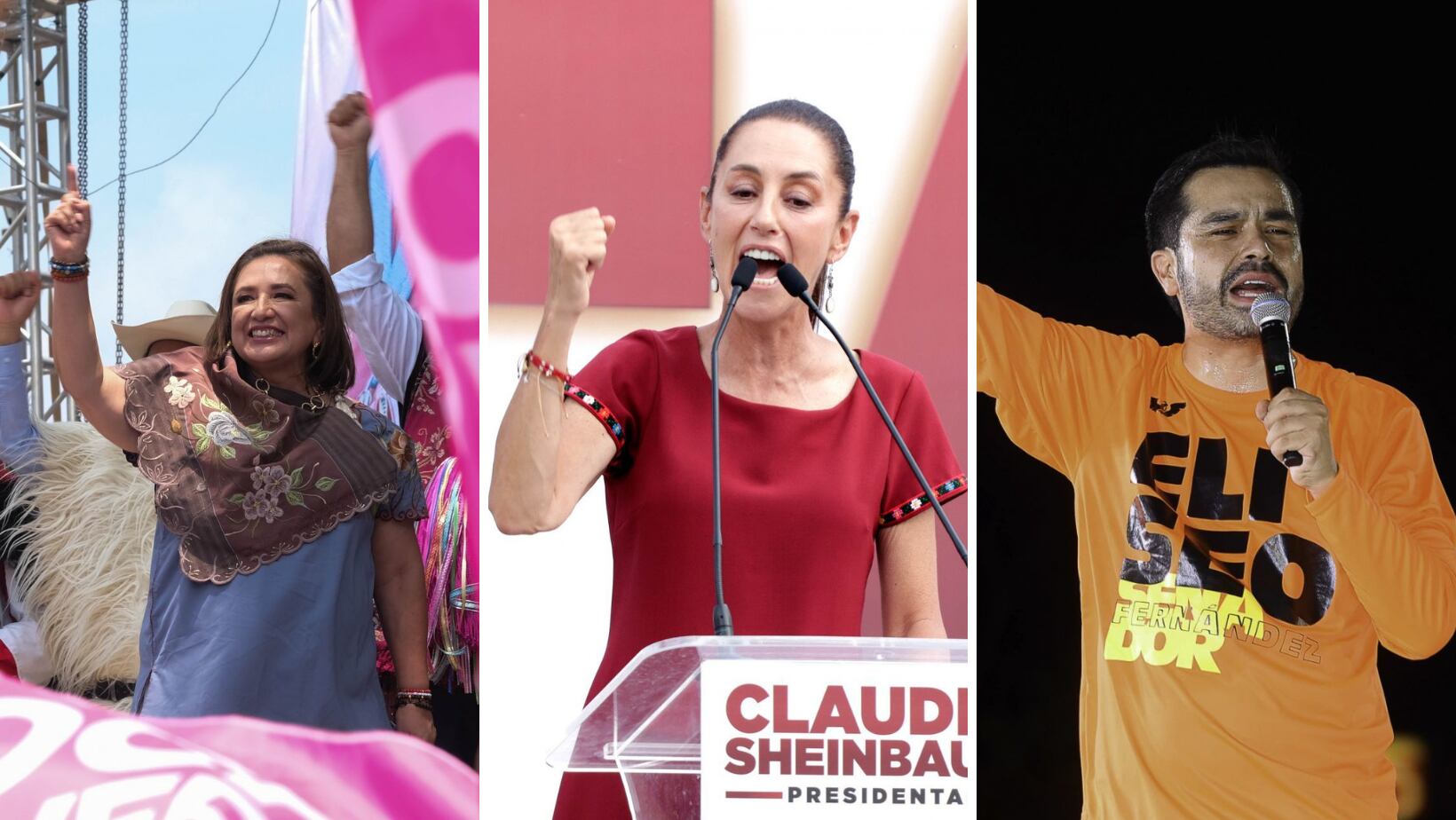 Claudia Sheinbaum, Xóchitl Gálvez y Jorge Álvarez Máynez