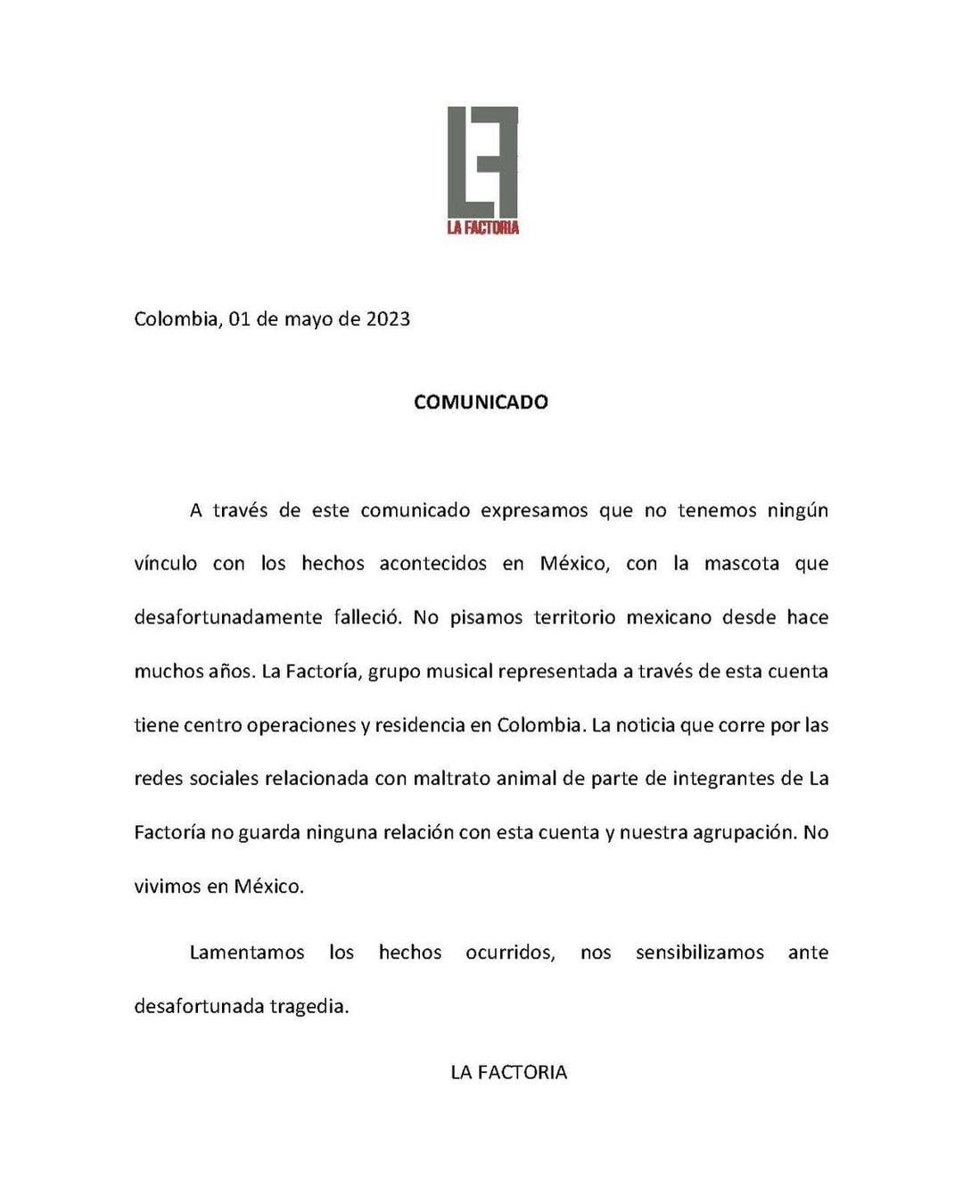 'La Factoría' se deslinda de acusaciones de maltrato animal; los confundieron.