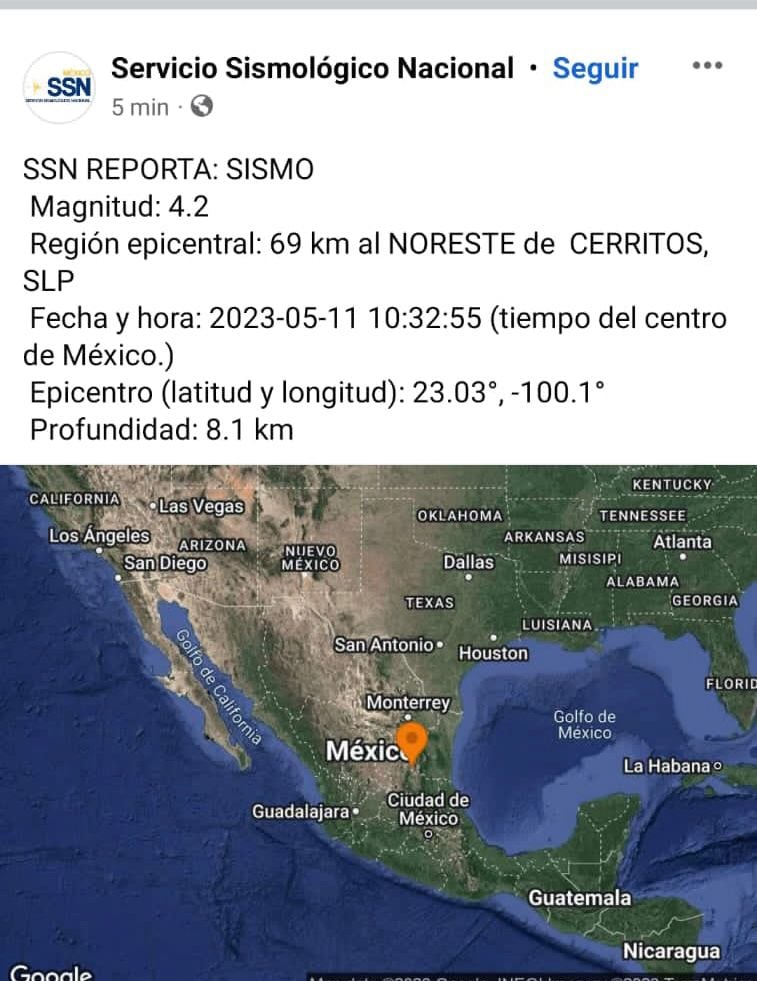 Temblor hoy: Sismo magnitud 4.2 remece a Villa Hidalgo, San Luis Potosí