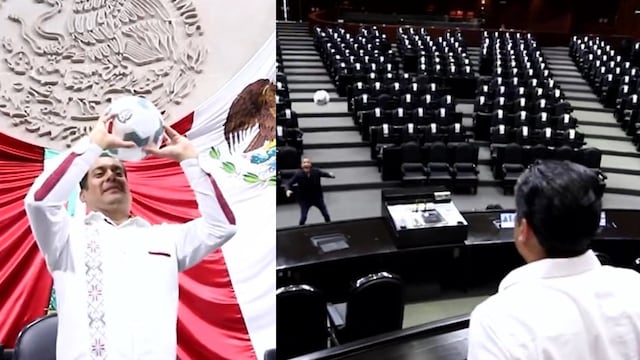 Sergio Gutiérrez Luna juega futbol en la Cámara de Diputados
