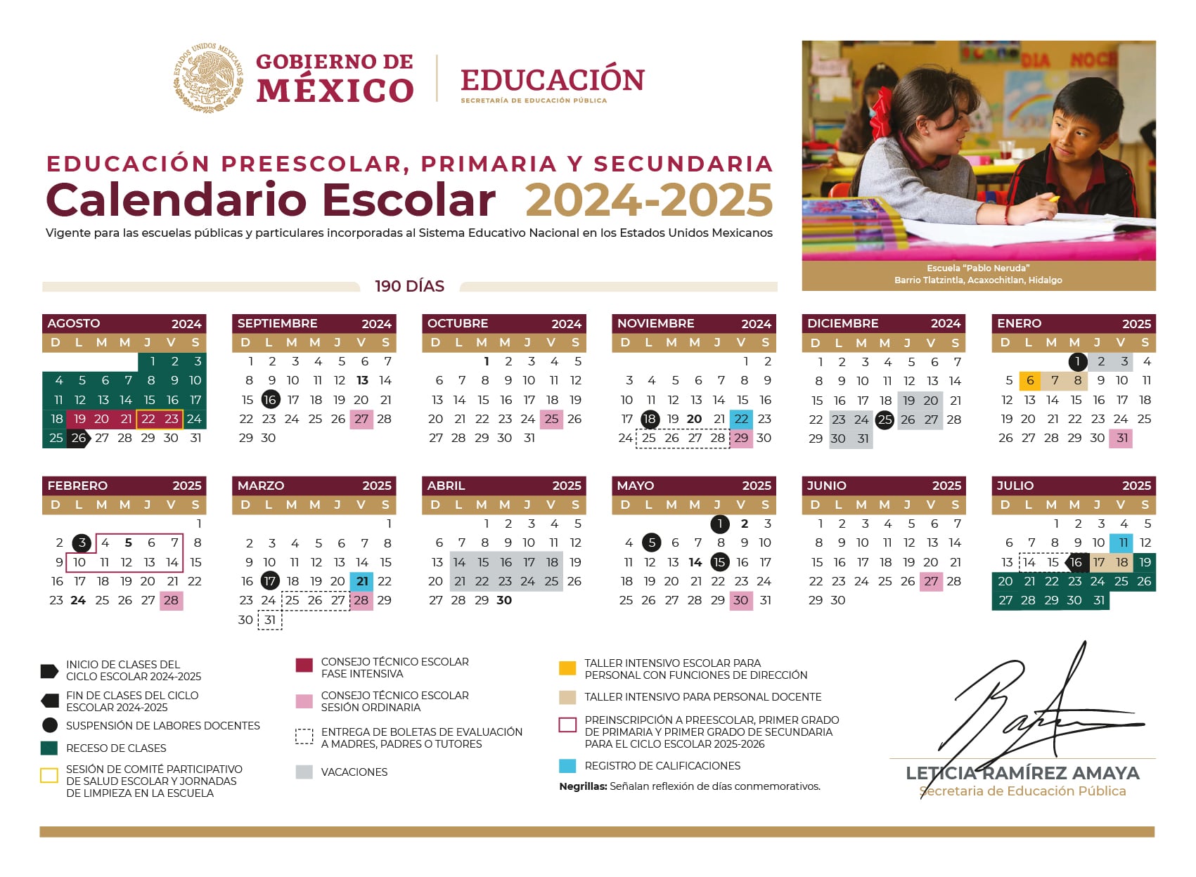 Calendario escolar 2024-2025 de la SEP