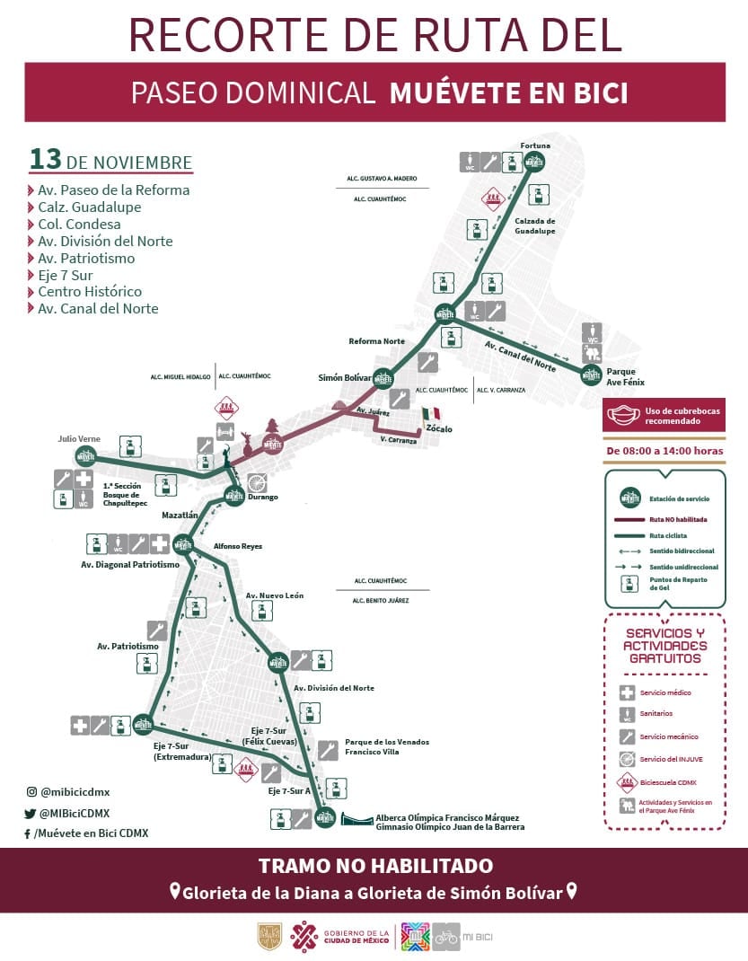 Ruta del paseo dominical del domingo 13 de noviembre