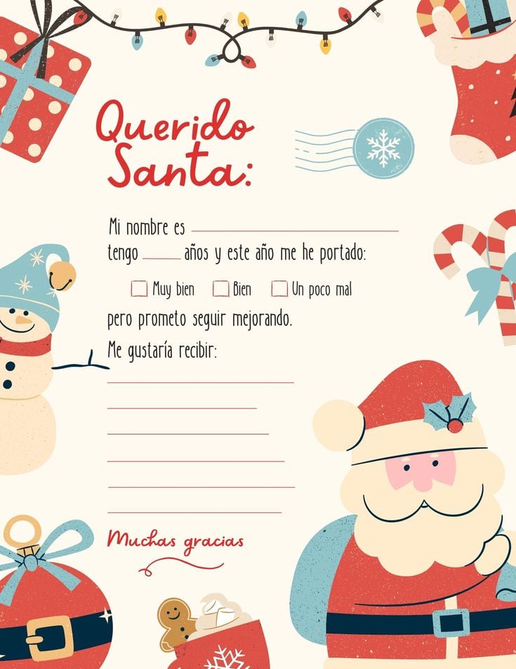 Carta para Santa Claus en Navidad