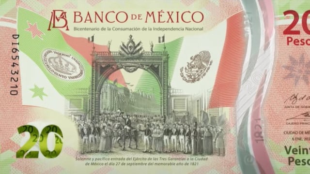 Anverso nuevo billete de 20 pesos
