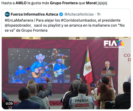 AMLO provoca "guerra" de memes entre los fans de Grupo Frontera y Morat