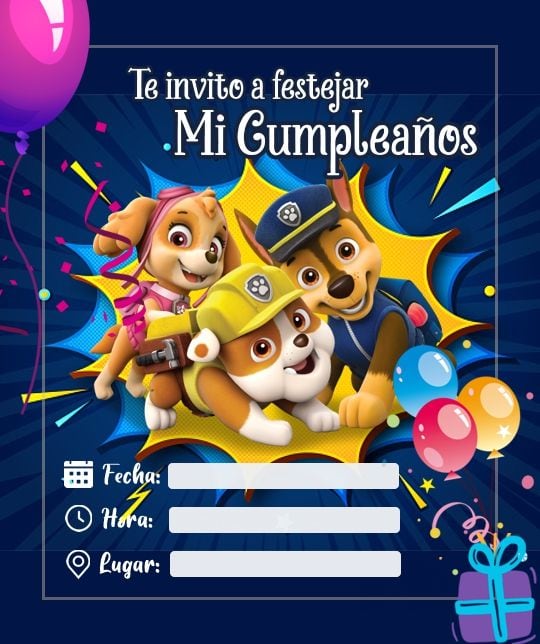 Tarjetas de Paw Patrol de cumpleaños