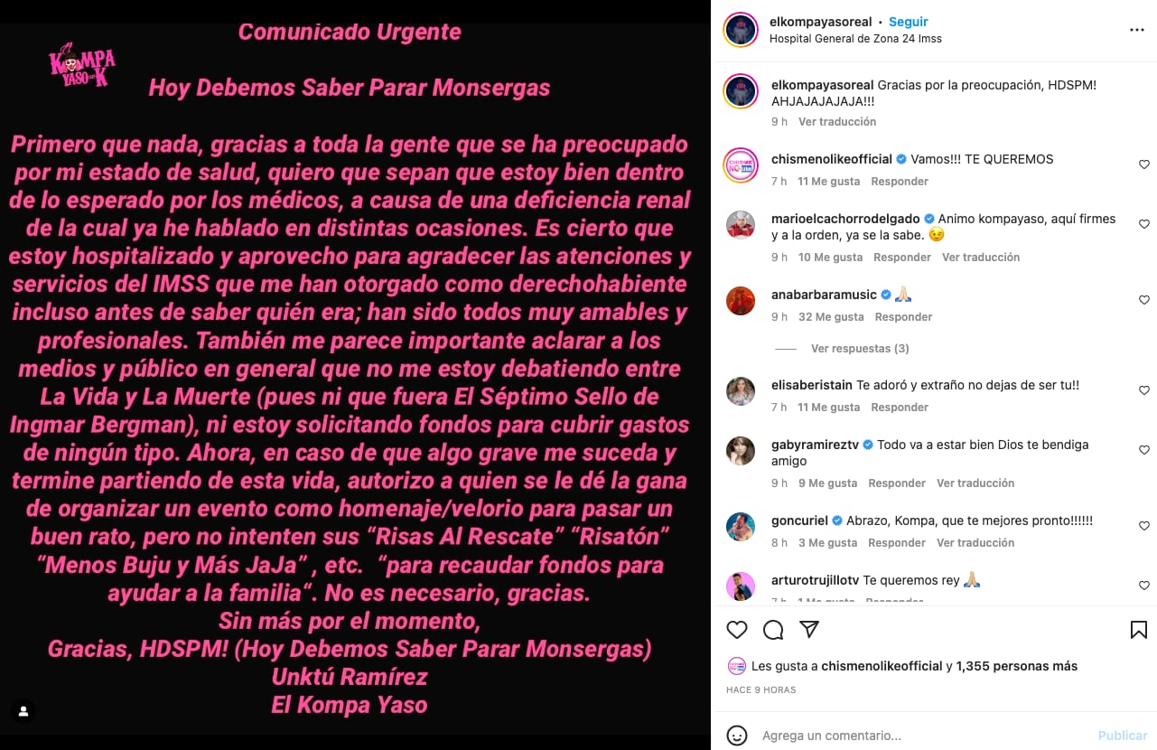El Kompa Yaso niega estar al borde la muerte