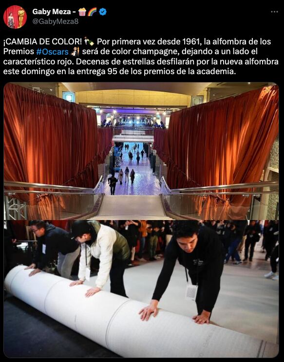 Por primera vez en 60 años, la alfombra de los Premios Oscar será color champán