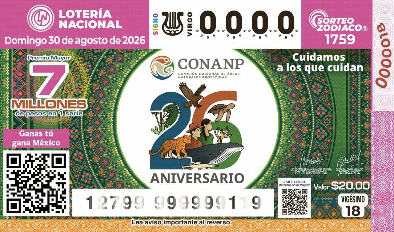 La LOTENAL se suma con orgullo a la conmemoración del 26 aniversario de la Conanp.