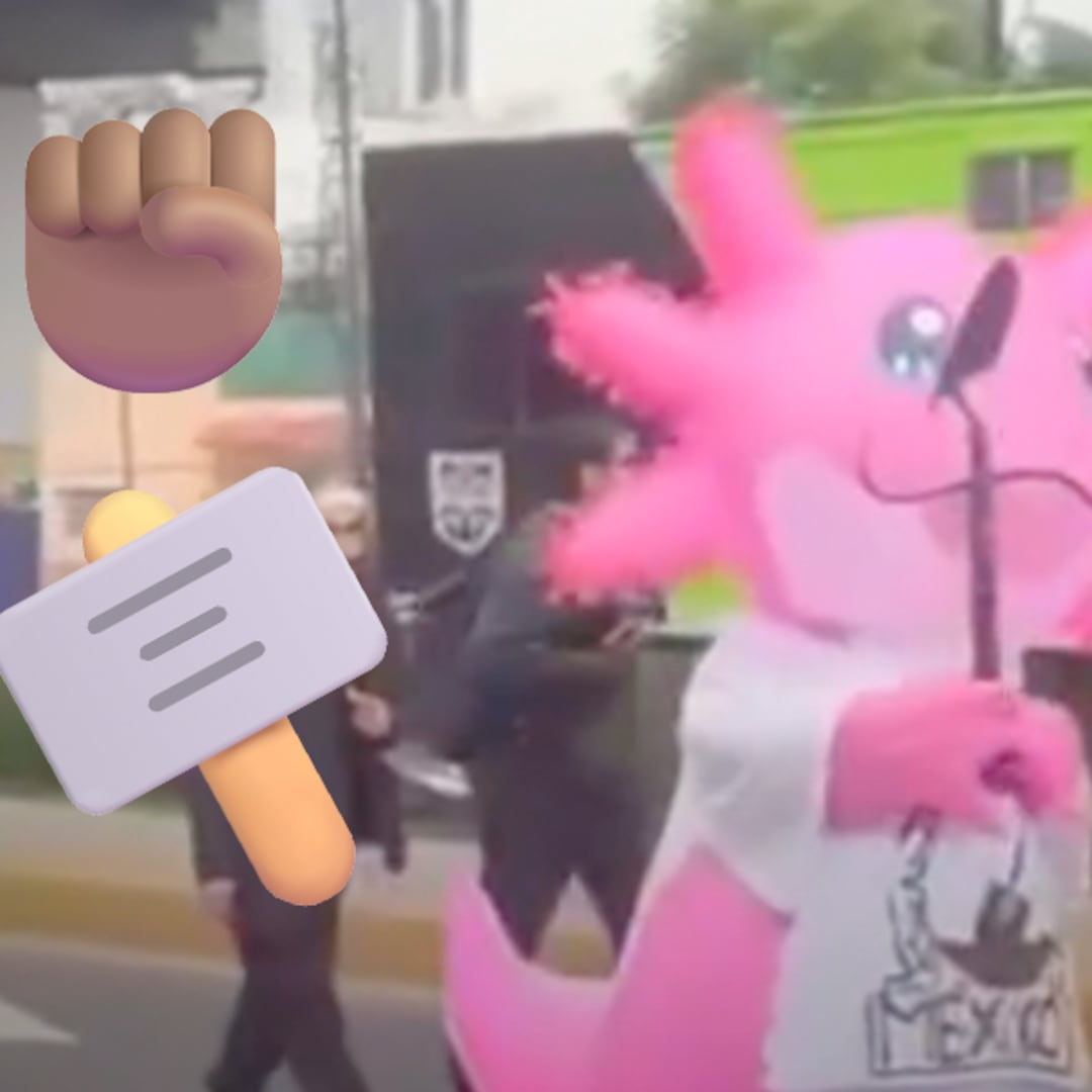 Un ajolote buscador aparece en protesta de madres buscadoras en CDMX