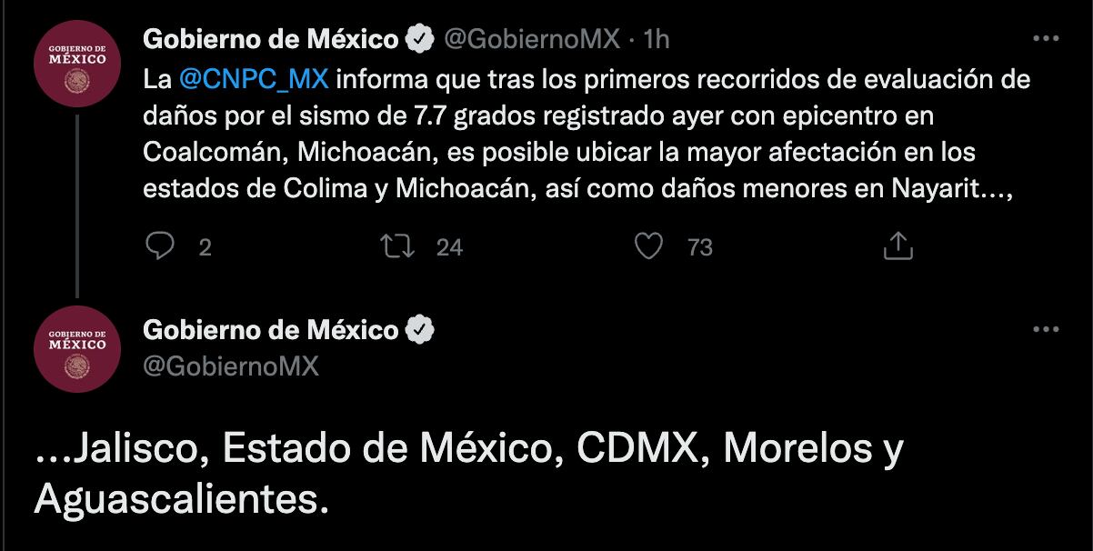 Sismo del 19 de septiembre de 2022 dejó más daños en Colima y Michoacán
