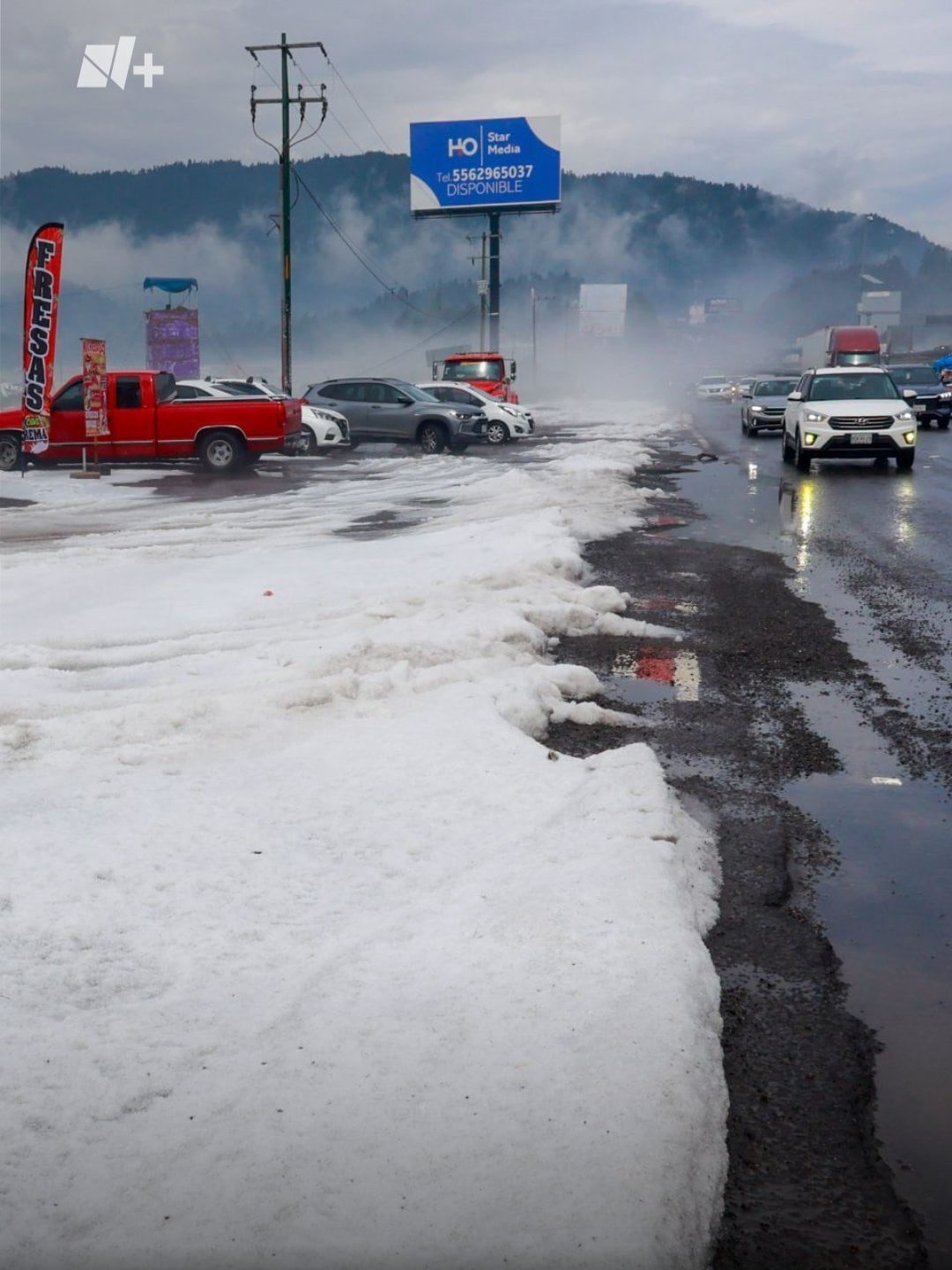 La Marquesa se pinta de blanco tras intensa granizada de esta tarde
