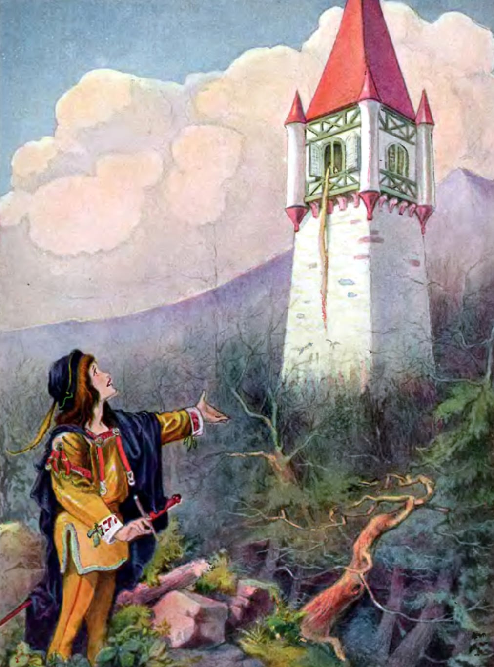 Ilustración del cuento de Rapunzel