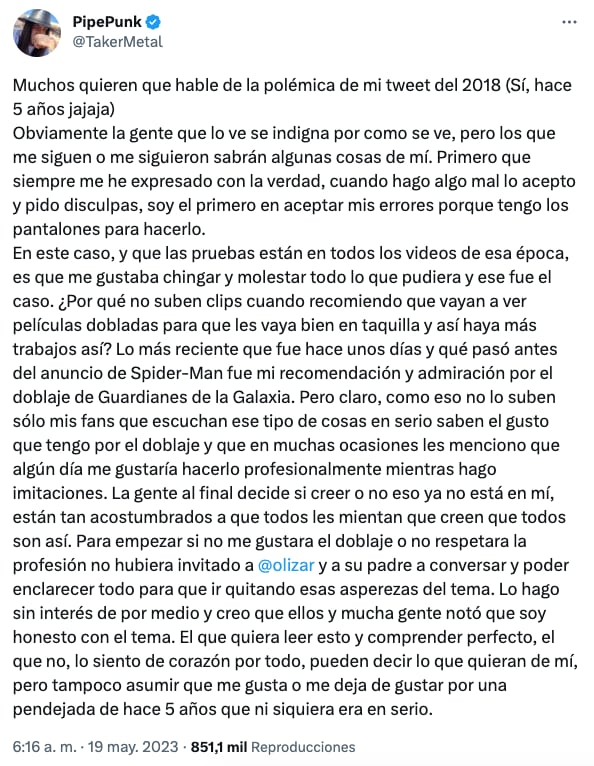 PipePunk se defiende en un comunicado por el doblaje de Spider-Man y publicaciones pasadas