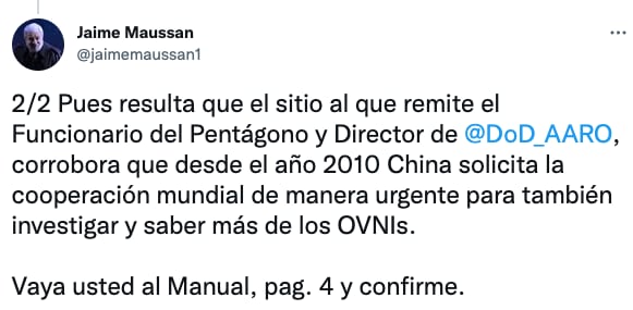 Jaime Maussan revela que China quire saber que hay detrás de los OVNIS