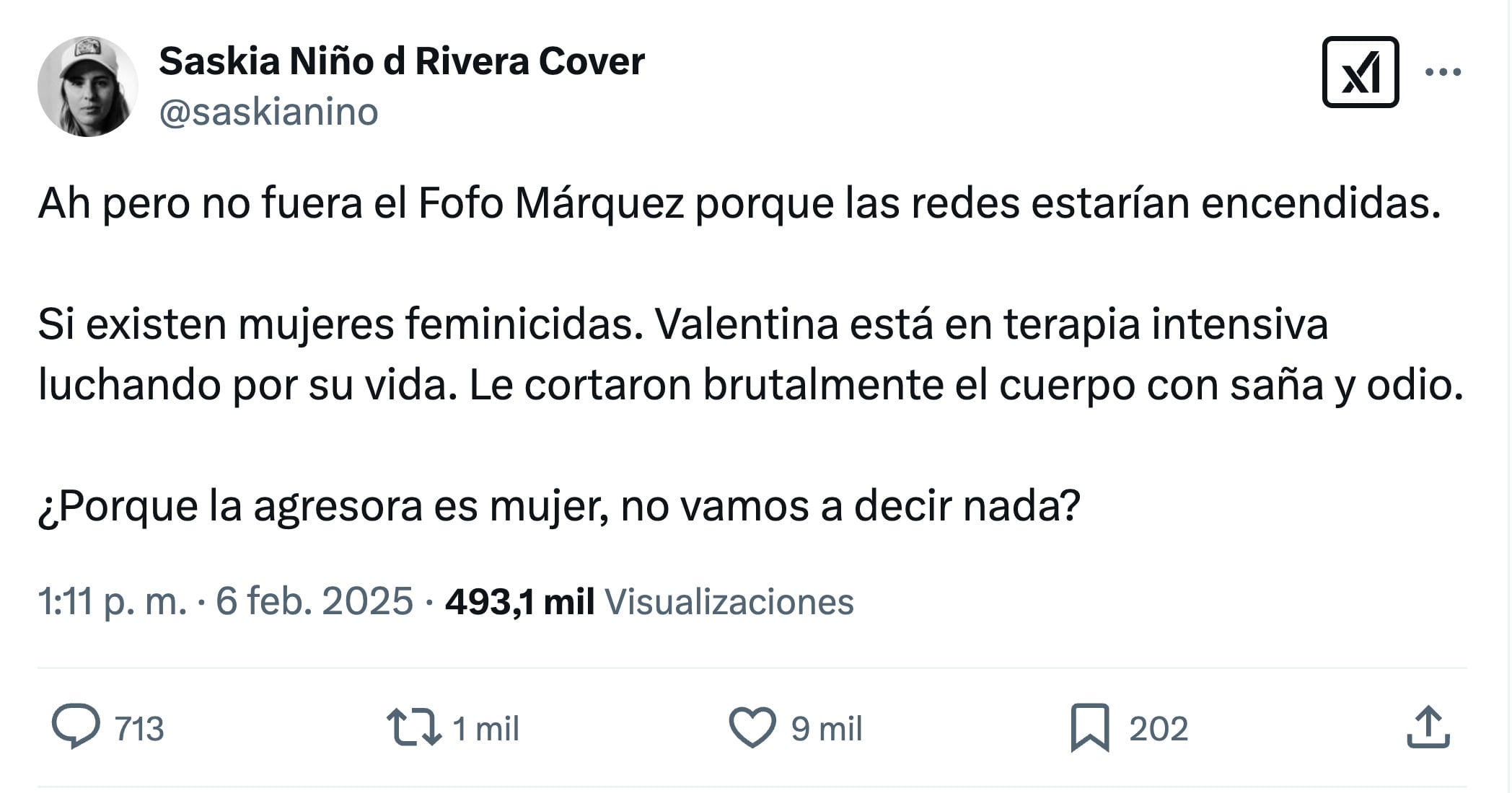 Saskia Niño de Rivera compara casos