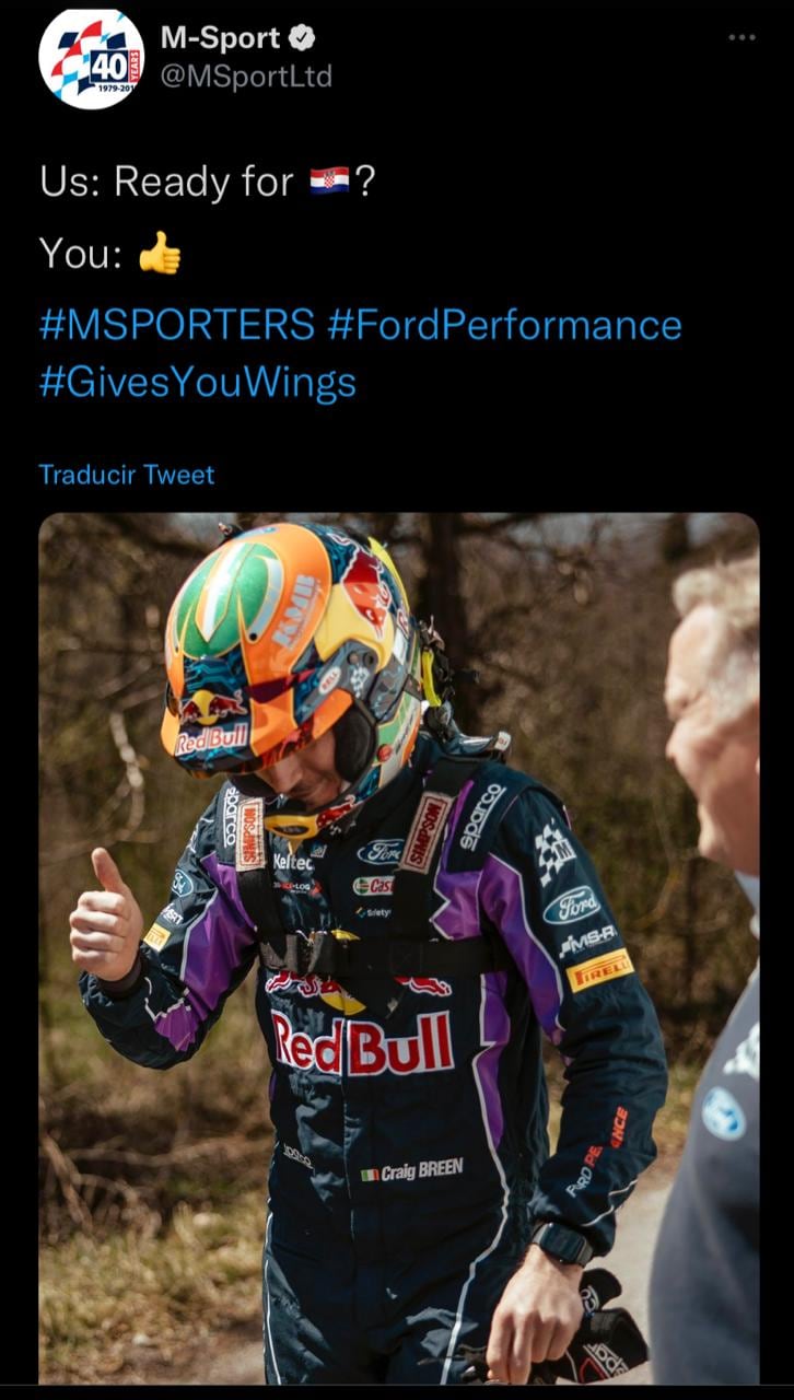 M-Sport publicó esta foto de Checo Pérez previo al Rally de Croacia el próximo jueves 21 al domingo 24 de abril.