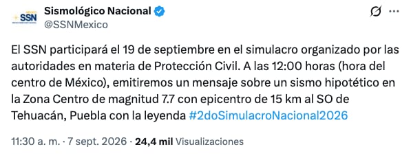 Servicio Sismológico Nacional participará en el Segundo Simulacro Nacional 2026