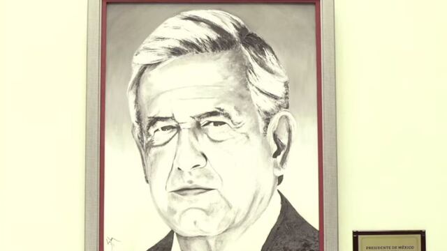 imagen de AMLO colocada en el Palacio de Gobierno de Tabasco