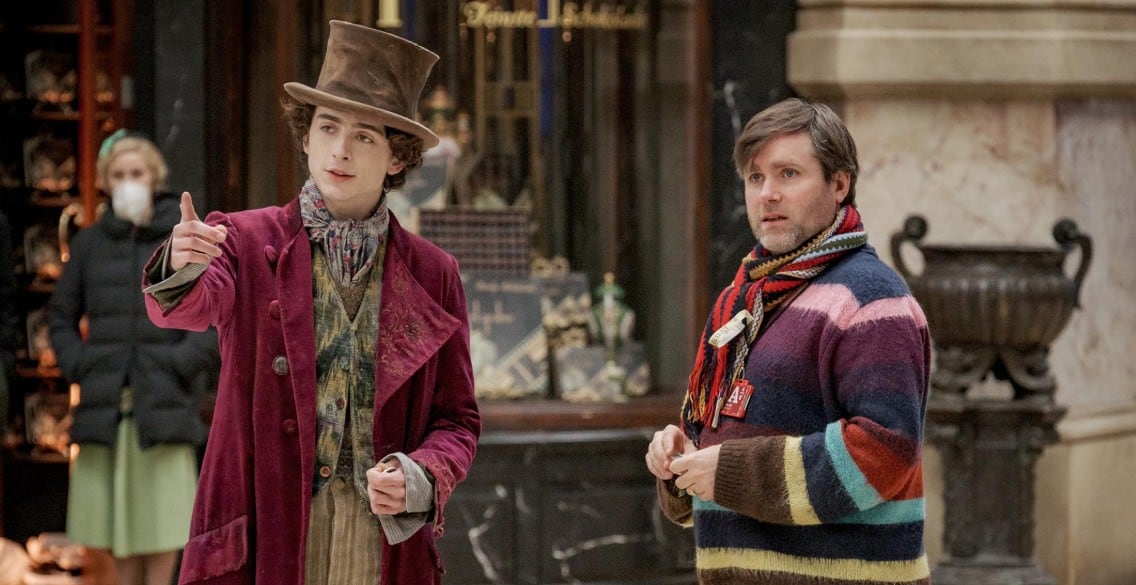 Paul King en la filmación de Wonka