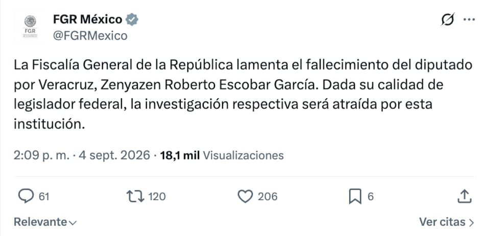 FGR atraerá investigación sobre la muerte de Zenyazen Escobar