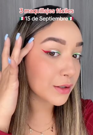Ideas fáciles de maquillaje tricolor para el 15 de septiembre: Delineado tricolor