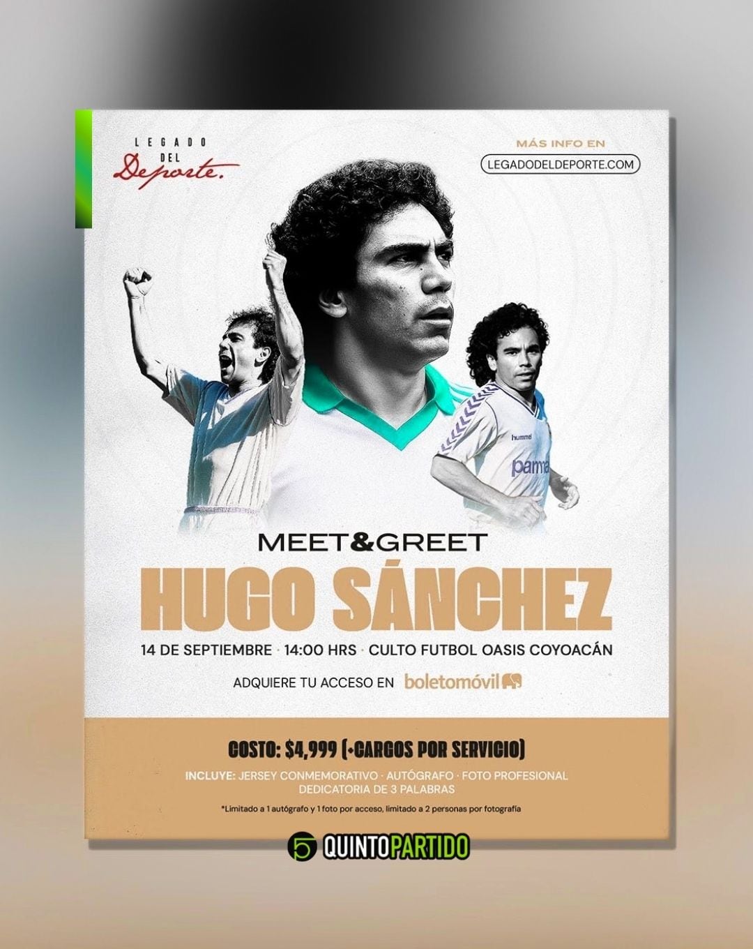 Hugo Sánchez cobra más de 5 mil pesos por autógrafo
