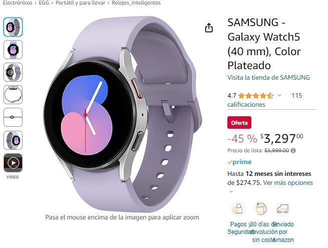 Samsung Galaxy Watch5 de oferta en Amazon México