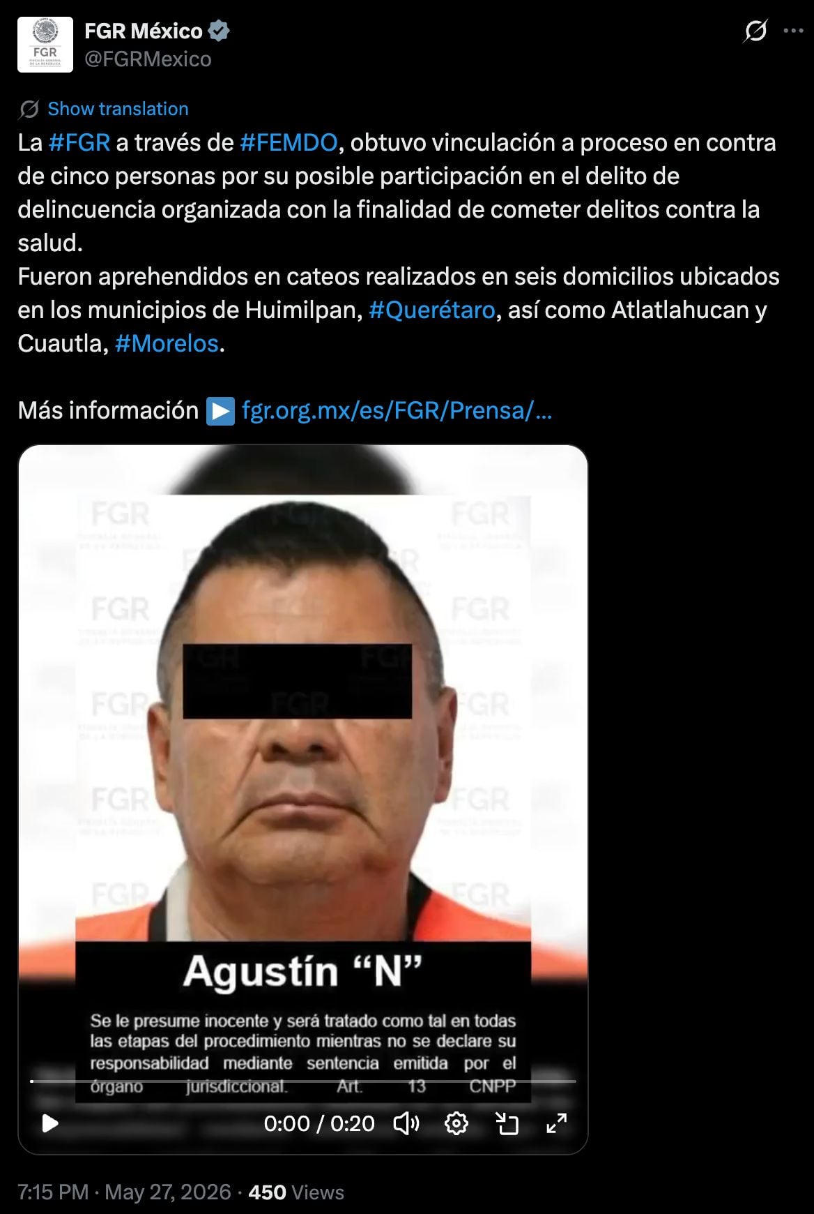 Vinculan a proceso a Agustín Toledano Amaro y funcionarios de Morelos