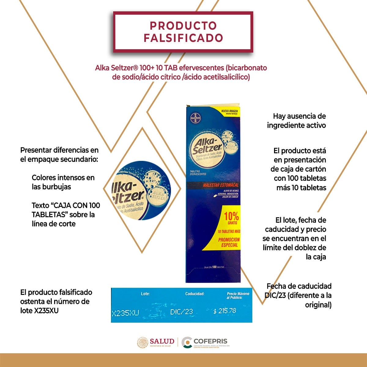 Alka Seltzer falsificado