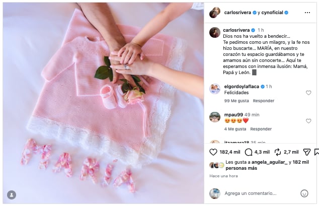 Carlos Rivera y Cynthia Rodríguez esperan a su segundo bebé