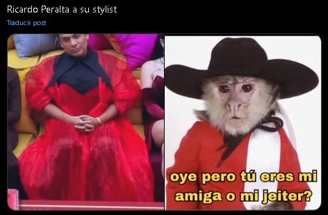 Meme de Ricardo Peralta por su look en La Casa de los Famosos México 2024.