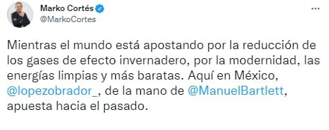Tuit de Marko Cortés