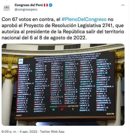 Votación del Congreso de Perú