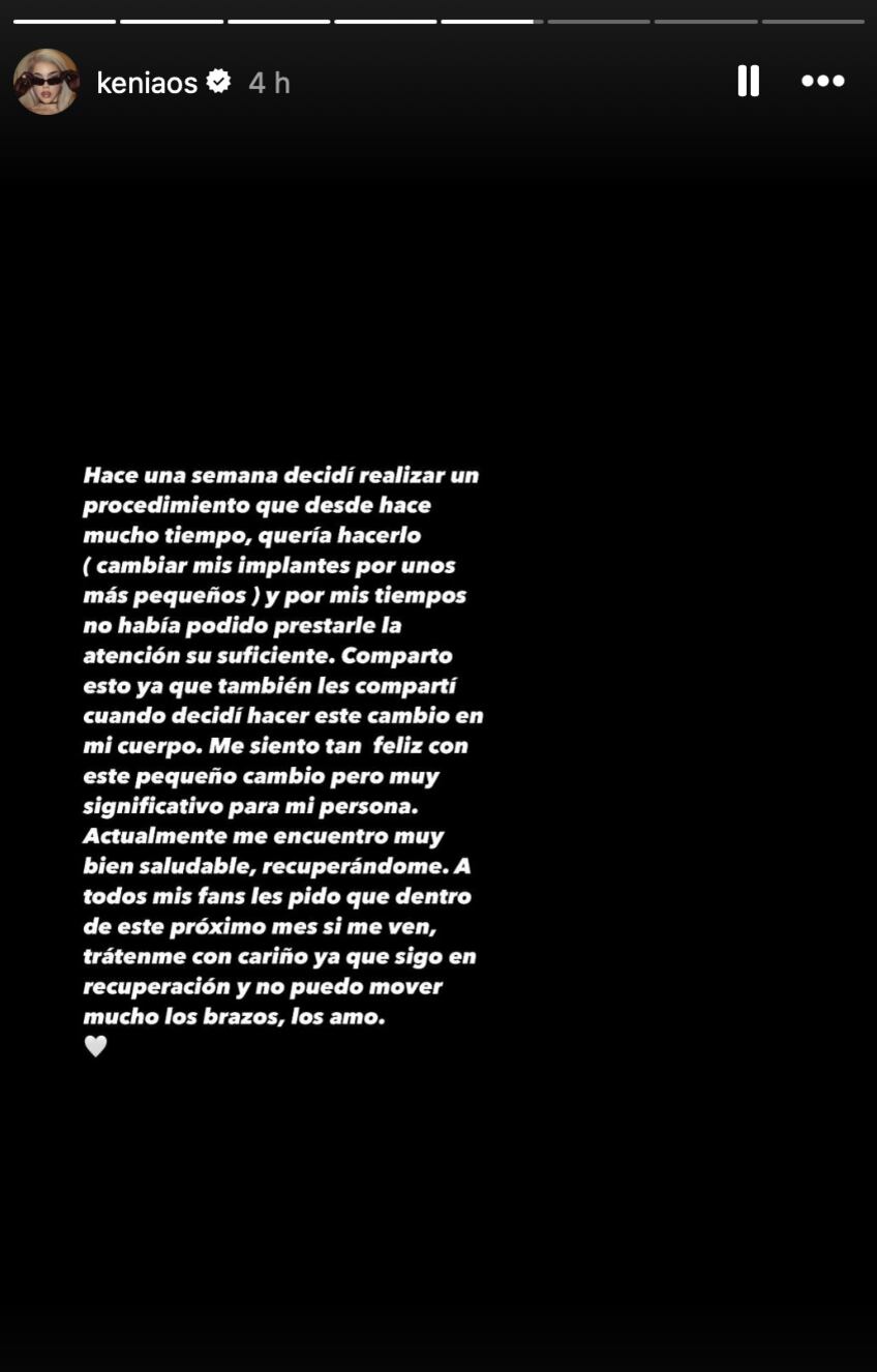 Kenia Os comparte que se cambió los implantes de seno y se siente feliz con el cambio