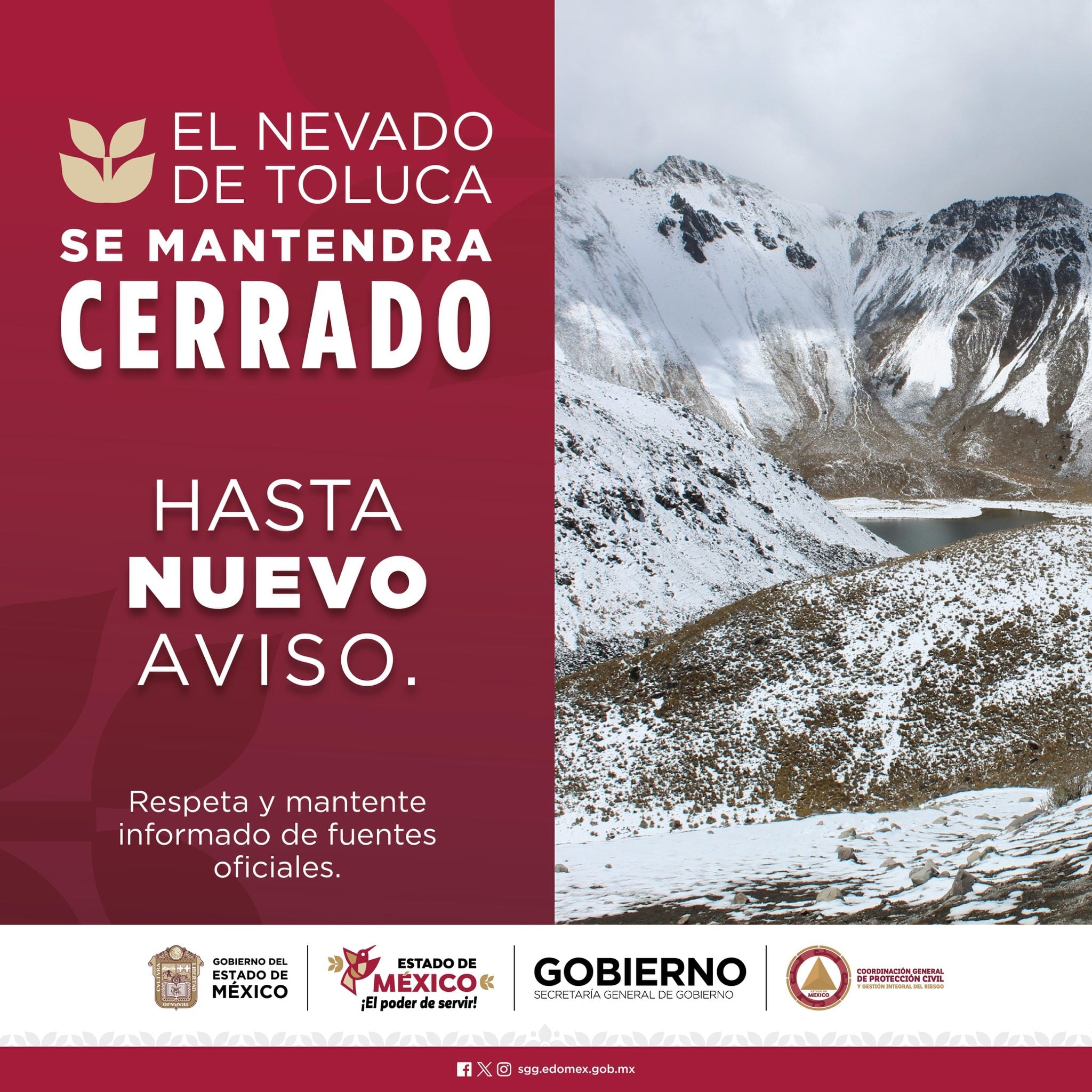 Protección Civil del Estado de México cierra el Nevado de Toluca por mal clima