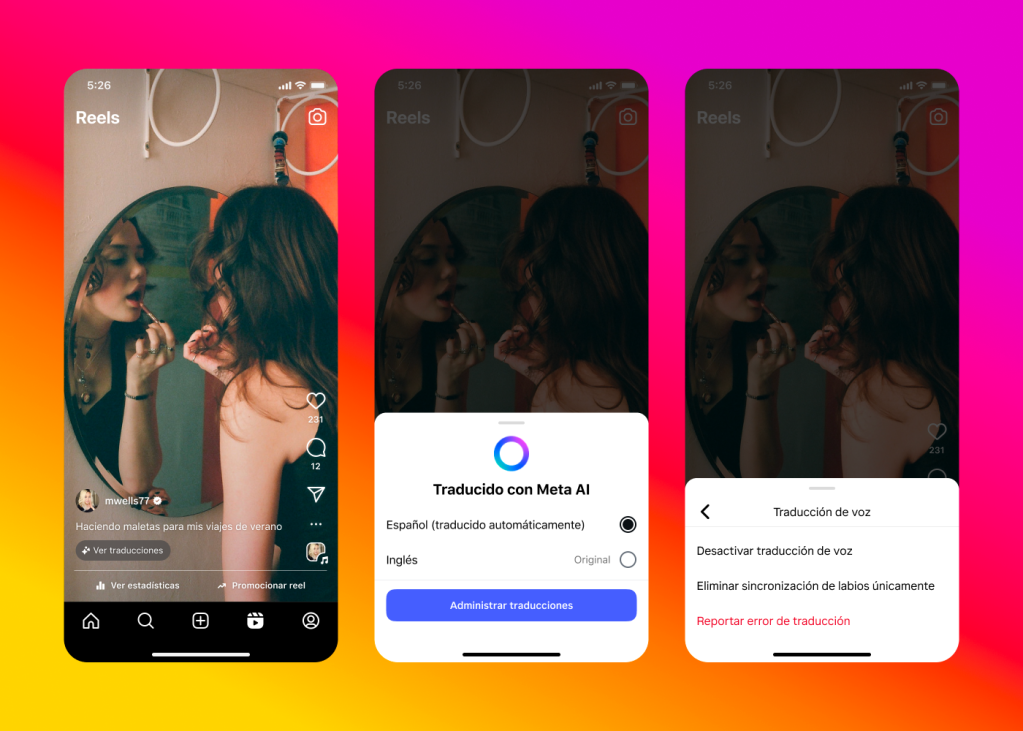 reels en Instagram y Facebook