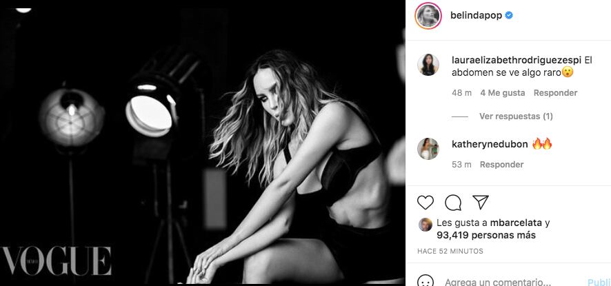 Sesión fotográfica de Belinda para Vogue México