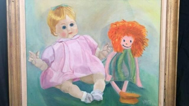 Cuadro con dos muñecas pintadas