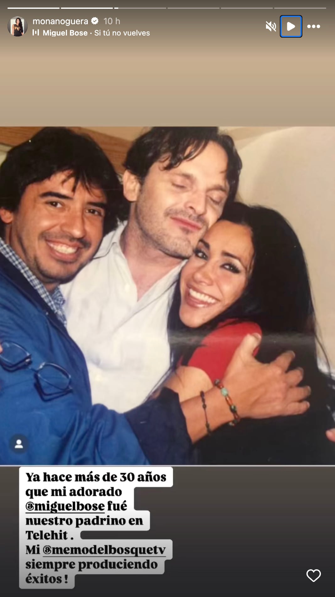 Mónica Noguera comparte una foto junto a su querido Memo del Bosque