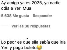 Fans de Yeri Mua reaccionan a la que le hizo caras a su show.