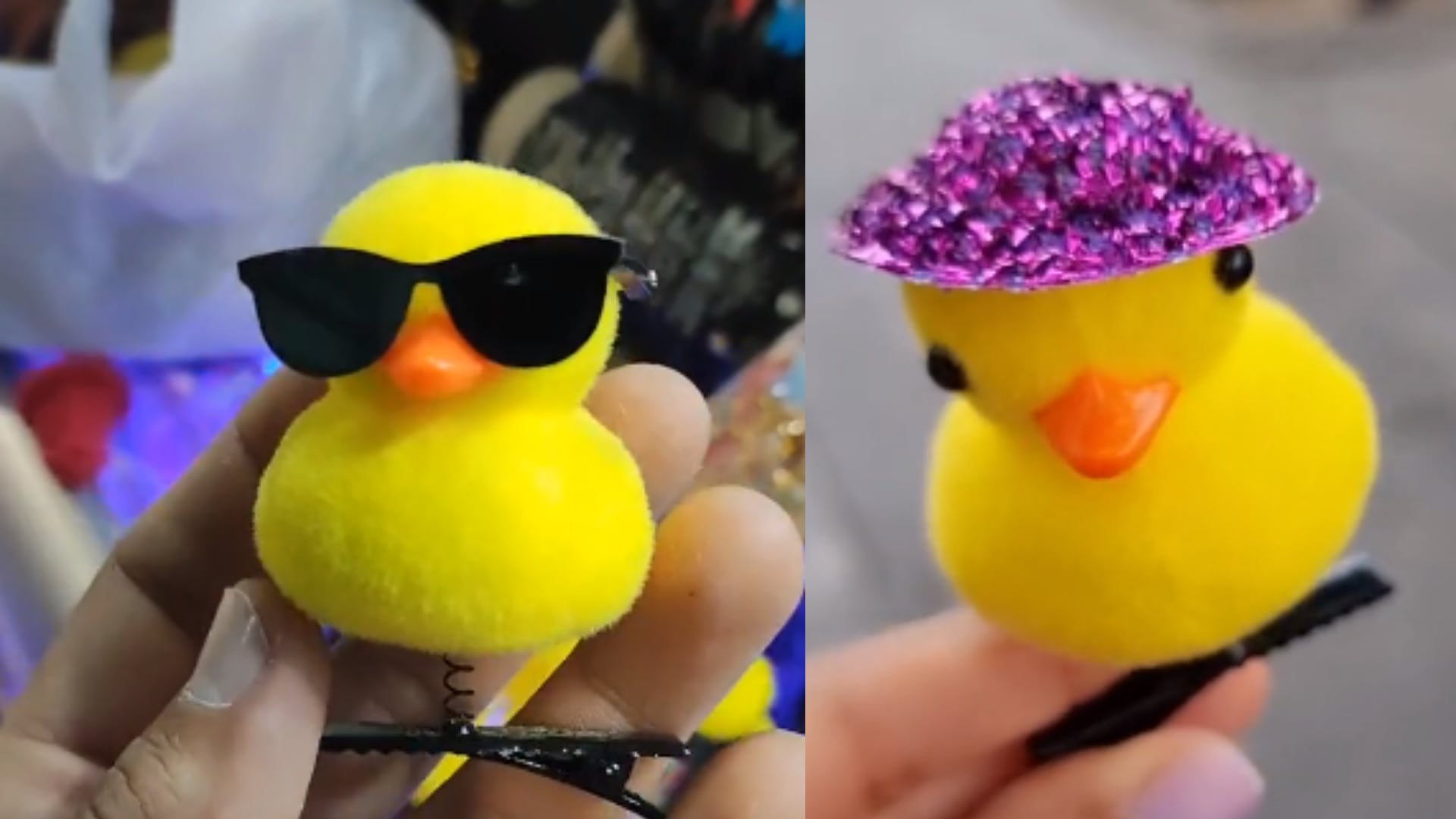 Looks de Kuromi para patito en la cabeza.