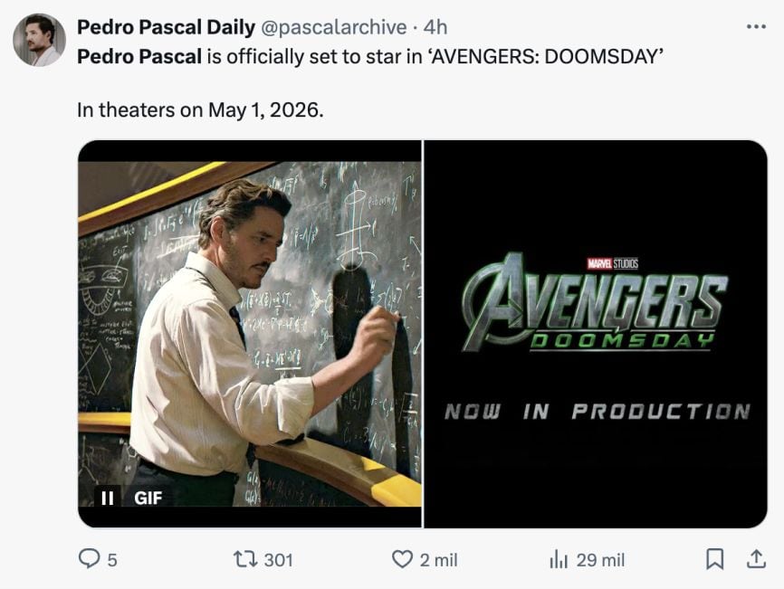 Pedro Pascal en Avengers: Doomsday