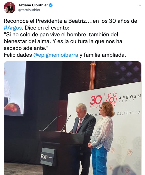 Tatiana Clouthier comparte mensaje de AMLO