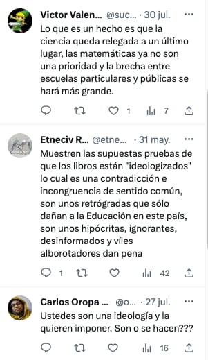 Comentarios en redes sociales por libros de texto