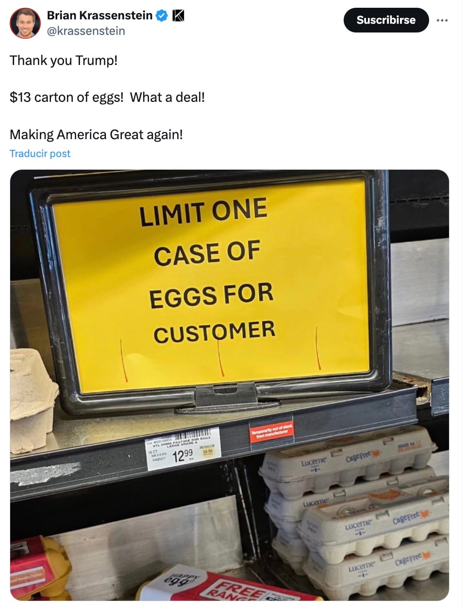 Precio del huevo en Estados Unidos